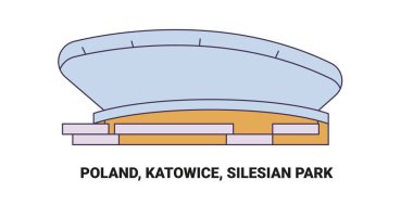 Polonya, Katowice, Silesian Park, seyahat çizgisi vektör ilüstrasyonu