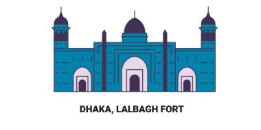 Bangladeş, Dhaka, Lalbagh Kalesi, seyahat çizgisi çizelgesi çizimi