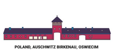 Polonya, Auschwitz Birkenau, Oswiecim, seyahat çizgisi çizelgesi çizimi