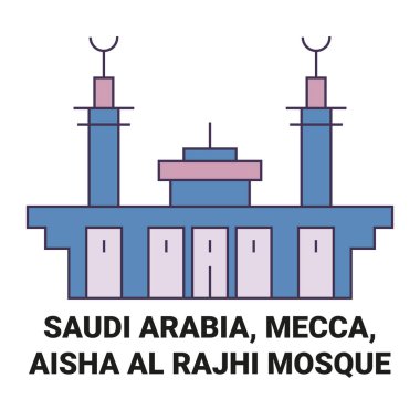 Suudi Arabistan, Mekke, Aisha Al Rajhi Camii şehir çizgisi çizimi