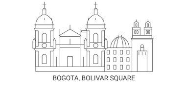 Kolombiya, Bogota, Bolivar Meydanı seyahat çizgisi vektör ilüstrasyonu
