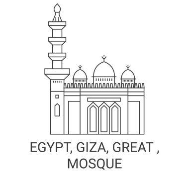 Mısır, Giza, Büyük, Cami seyahat çizgisi vektör ilüstrasyonu