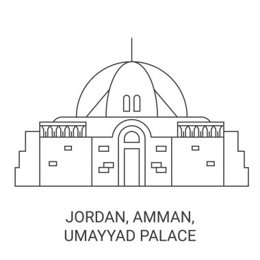 Jordan, Amman, Umayyad Sarayı seyahat çizgisi vektör ilüstrasyonu