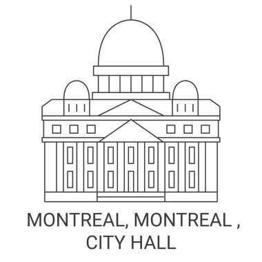 Kanada, Montreal, Montreal, Belediye Binası seyahat çizgisi vektör ilüstrasyonu