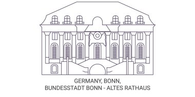 Almanya, Bonn, Bundesstadt Bonn Altes Rathaus seyahat çizgisi vektör ilüstrasyonu