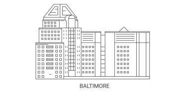 Usa, Baltimore seyahat çizgisi vektör çizimi