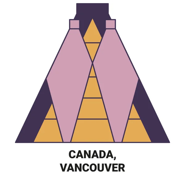 Canadá Vancouver Viagem Marco Linha Vetor Ilustração — Vetor de Stock