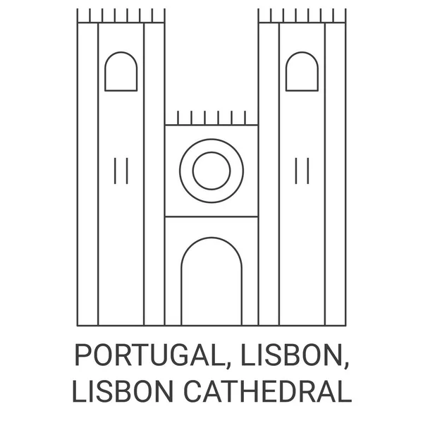 ポルトガル リスボン リスボン大聖堂旅行ランドマークラインベクトルイラスト — ストックベクタ