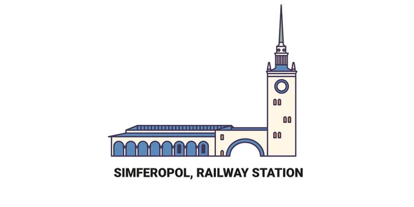 Rusya Simferopol Demiryolu Stasyonu Seyahat Çizgisi Çizelgesi Çizimi — Stok Vektör