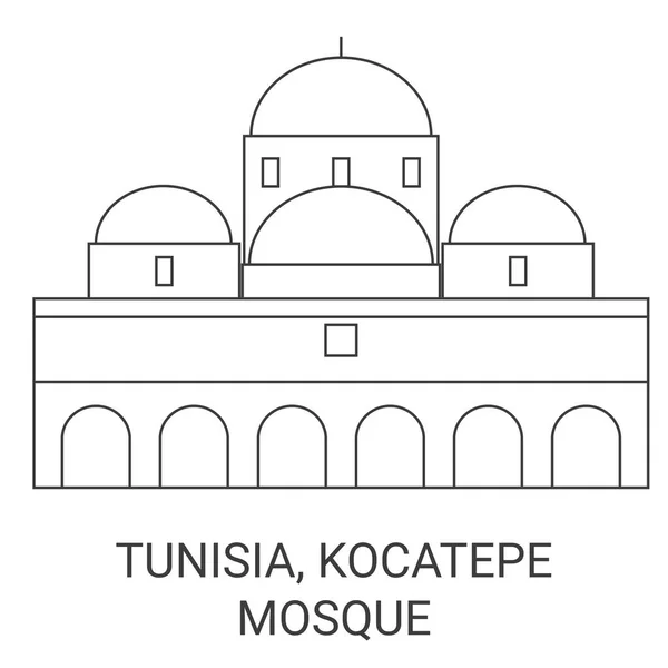 stock vector Tunisia, Kocatepe Mosque, travel landmark line vector illustration