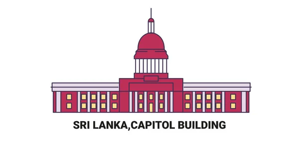 Sri Lanka Capitol Binası Seyahat Çizgisi Vektör Ilüstrasyonu — Stok Vektör