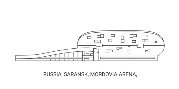 Rusya Saransk Mordovia Arena Seyahat Çizgisi Vektör Ilüstrasyonu — Stok Vektör