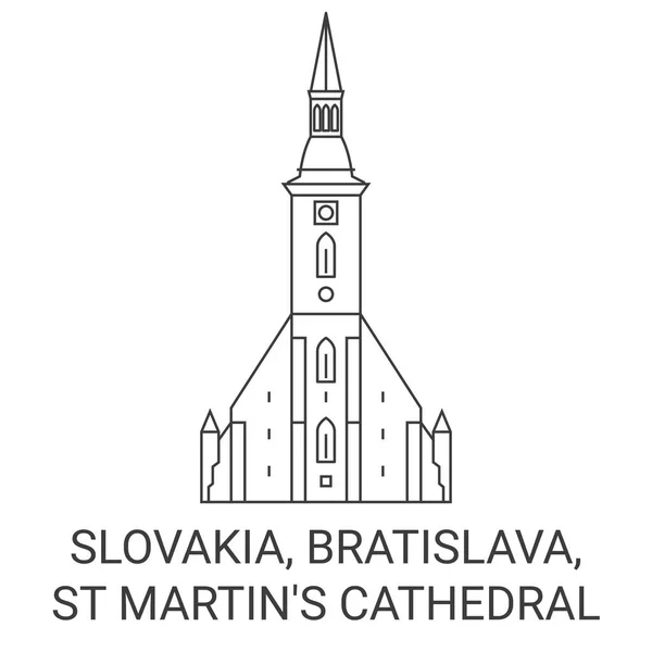 Eslováquia Bratislava Catedral Martins Viagem Marco Linha Vetor Ilustração — Vetor de Stock