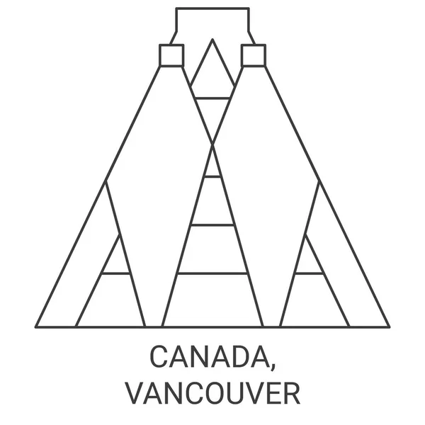 Canadá Vancouver Viagem Marco Linha Vetor Ilustração — Vetor de Stock