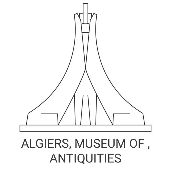 Alger Musée Antiquités Voyage Illustration Vectorielle Ligne Historique — Image vectorielle