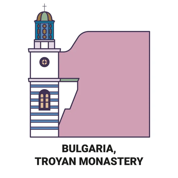 Bulgarie Illustration Vectorielle Ligne Historique Voyage Monastère Troyan — Image vectorielle