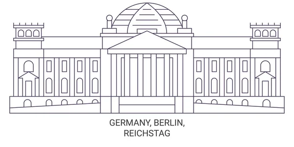 Γερμανία Βερολίνο Reichstag Ταξιδιωτικό Ορόσημο Γραμμή Διανυσματική Απεικόνιση — Διανυσματικό Αρχείο