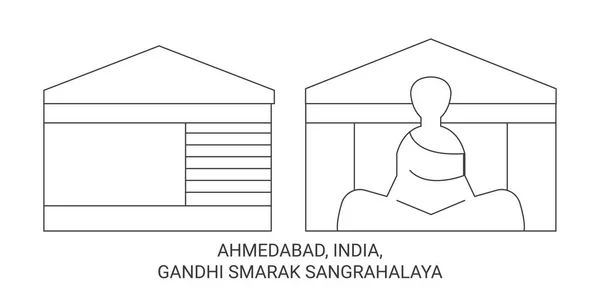 Índia Ahmedabad Gandhi Smarak Sangrahalaya Viagem Marco Ilustração Vetorial —  Vetores de Stock