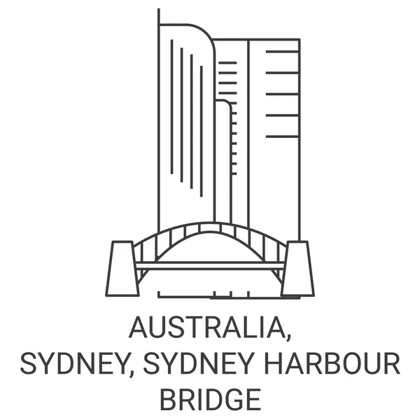 オーストラリア シドニー シドニーハーバーブリッジ旅行ランドマークラインベクトルイラスト — ストックベクタ