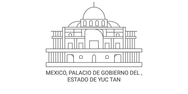 México Palácio Gobierno Del Estado Yuctan Viagem Marco Ilustração Vetorial — Vetor de Stock