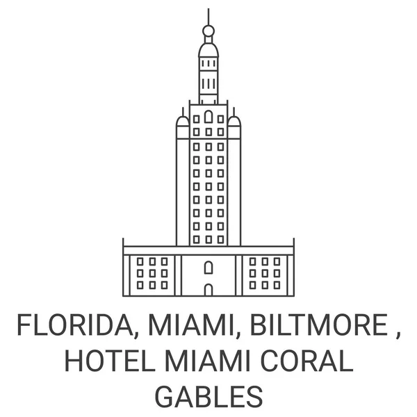 Verenigde Staten Florida Miami Biltmore Hotel Miami Coral Gables Reizen — Stockvector