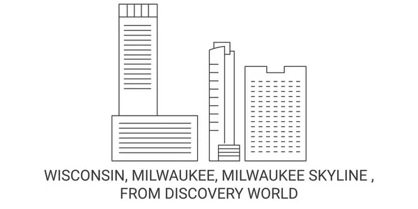 Estados Unidos Wisconsin Milwaukee Milwaukee Skyline Discovery World Viaje Hito — Vector de stock
