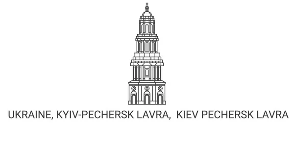 Ukrayna Kiev Kyivpechersk Lavra Seyahat Çizgisi Çizelgesi Çizimi — Stok Vektör