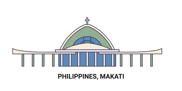 フィリピン マカティ旅行ランドマークラインベクトルイラスト — ストックベクタ