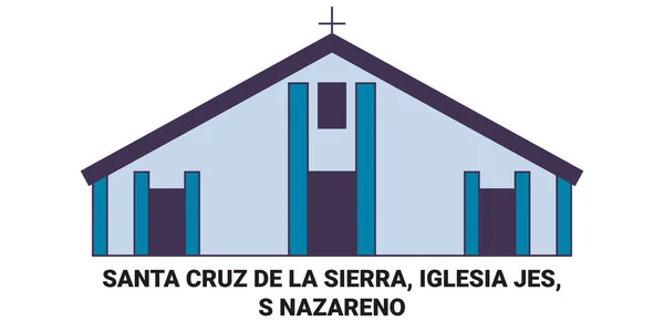 Bolivya Santa Cruz Sierra Iglesia Jes Nazareno Seyahat Çizgisi Çizelgesi — Stok Vektör