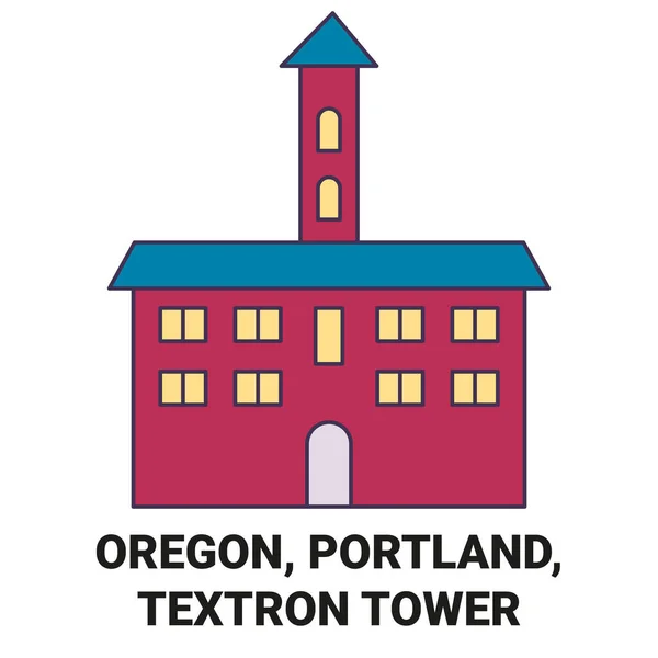 Usa Oregon Portland Textron Tower Resa Landmärke Linje Vektor Illustration — Stock vektor