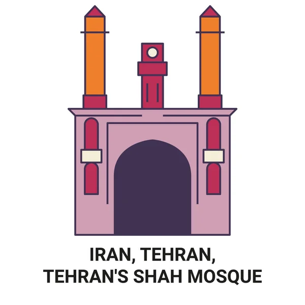 Ιράν Τεχεράνη Tehrans Shah Τζαμί Ταξίδια Ορόσημο Γραμμή Διάνυσμα Εικονογράφηση — Διανυσματικό Αρχείο