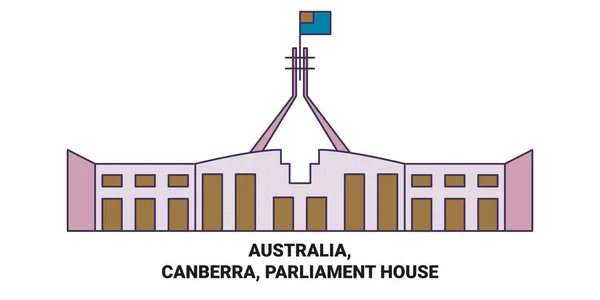Australien Canberra Parliament House Reise Meilenstein Linienvektorillustration — Stockvektor