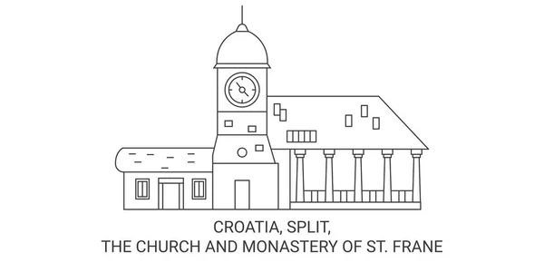 Hırvatistan Bölünme Kilise Frane Manastırı Tarihi Sınır Çizgisi Çizimi — Stok Vektör