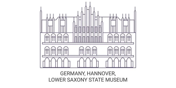 Németország Hannover Alsó Szászországi Állami Múzeum Utazás Mérföldkő Vonal Vektor — Stock Vector