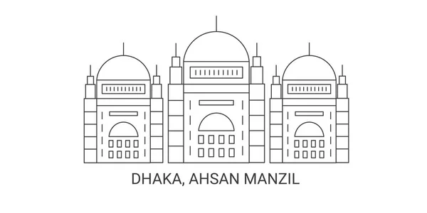 Bangladesh Dacca Ahsan Manzil Illustrazione Vettoriale Del Punto Riferimento Viaggio — Vettoriale Stock