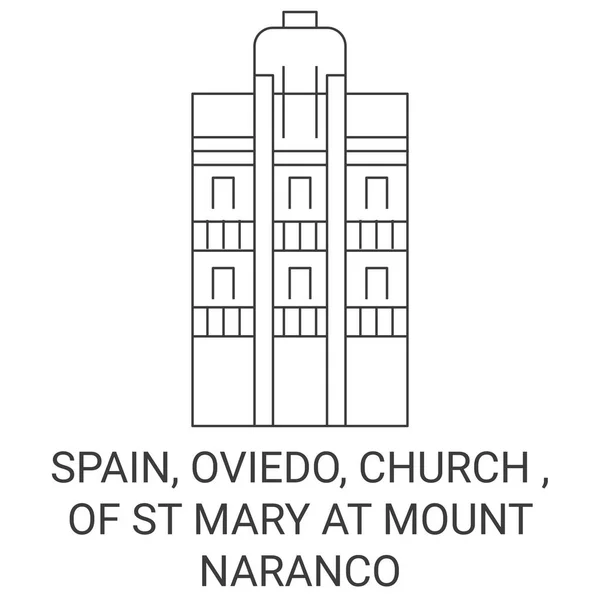 Испания Овьедо Церковь Святой Марии Горе Наранко Векторная Иллюстрация — стоковый вектор