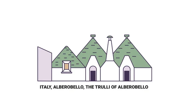 stock vector Italy, Alberobello, The Trulli Of Alberobello travel landmark line vector illustration