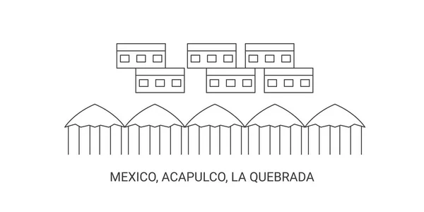 Mexique Acapulco Quebrada Illustration Vectorielle Ligne Repère Voyage — Image vectorielle