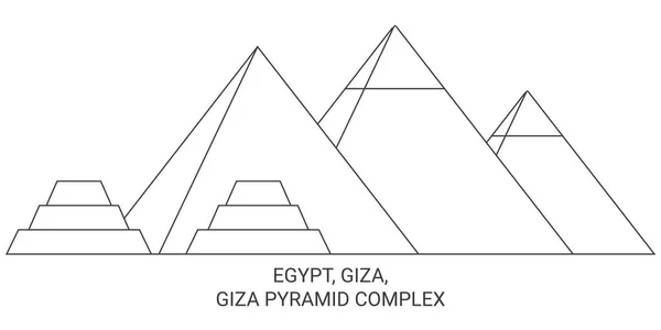 Égypte Gizeh Pyramide Gizeh Illustration Vectorielle Ligne Voyage Historique Complexe — Image vectorielle