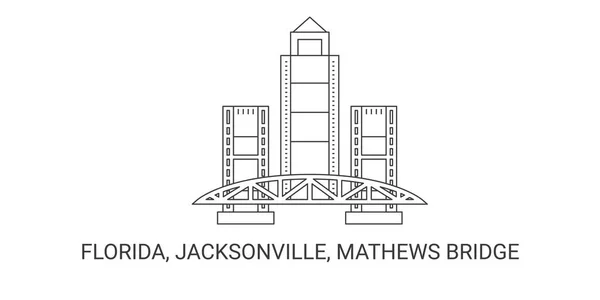 Estados Unidos América Flórida Jacksonville Mathews Bridge Viagem Marco Linha — Vetor de Stock