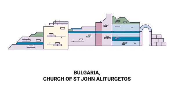 Bulgarien Kirche Des Johannes Aliturgetos Reise Meilenstein Linienvektorillustration — Stockvektor