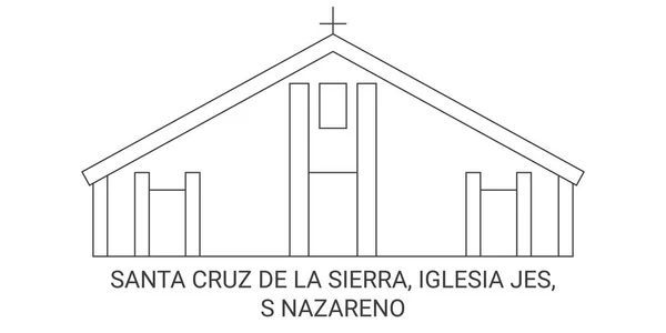 玻利维亚 Santa Cruz Sierra Iglesia Jes Nazap Org旅行地标线矢量说明 — 图库矢量图片
