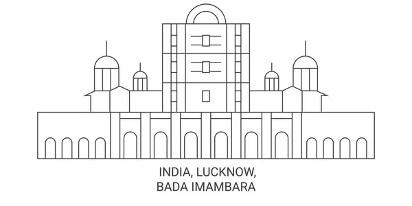 Inde Lucknow Bada Imambara Voyage Illustration Vectorielle Ligne Historique — Image vectorielle