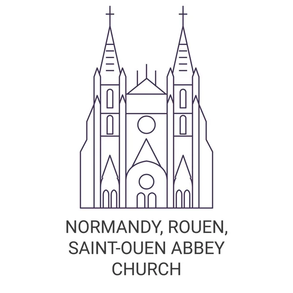 Francia Normandía Rouen Abadía Saintouen Iglesia Viaje Hito Línea Vector — Archivo Imágenes Vectoriales
