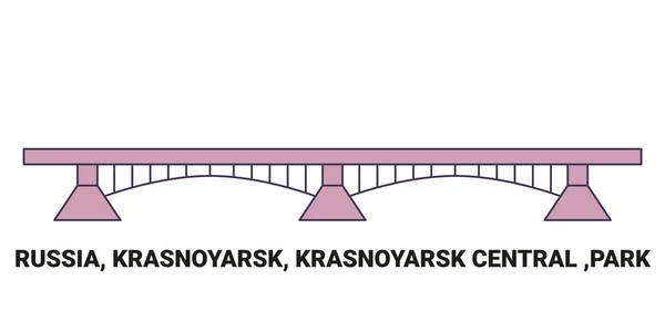 Rusia Krasnoyarsk Pusat Krasnoyarsk Taman Wisata Garis Vektor Ilustrasi - Stok Vektor