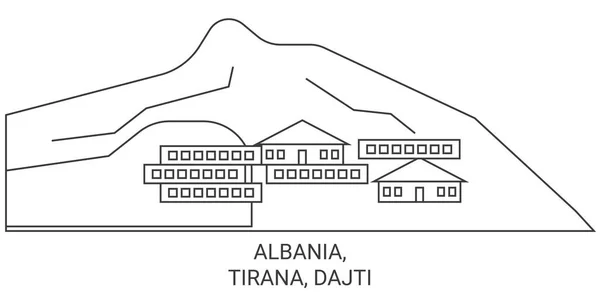 Albania Tirana Dajti Podróżować Punkt Orientacyjny Linia Wektor Ilustracja — Wektor stockowy