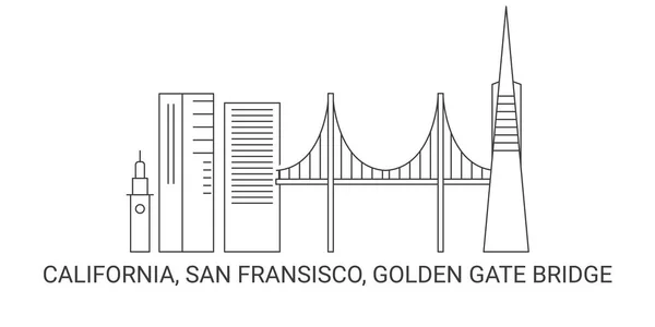 Birleşik Devletler Kaliforniya San Fransisco Golden Gate Köprüsü Seyahat Çizgisi — Stok Vektör