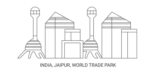 Ινδία Τζαϊπούρ Παγκόσμιο Πάρκο Εμπορίου Ταξίδια Ορόσημο Γραμμή Διανυσματική Απεικόνιση — Διανυσματικό Αρχείο