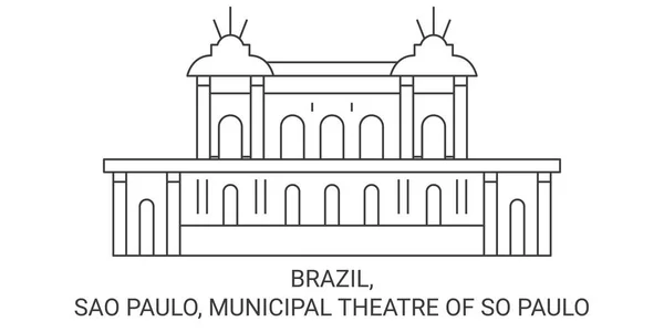 Brasile San Paolo Teatro Comunale Così Paulo Viaggi Linea Riferimento — Vettoriale Stock