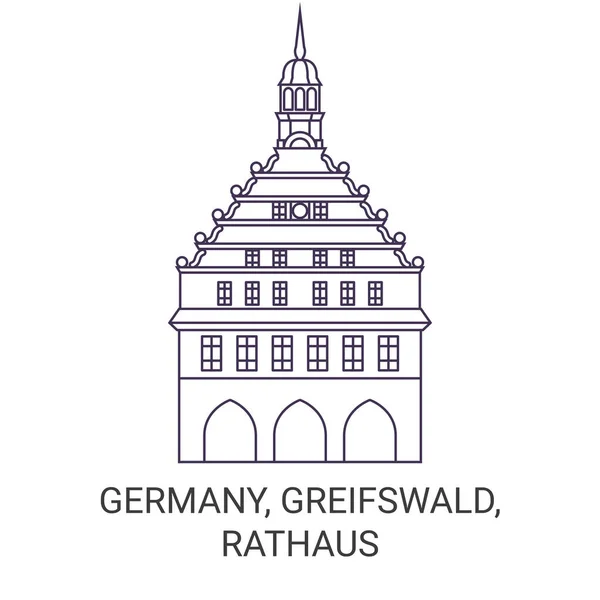 Germany Greifswald Rathaus Travel Landmark Line Vector Illustration — Stock Vector